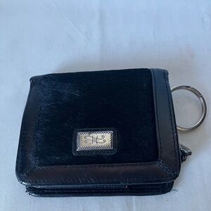 Brighton Leather Black Pony Horse Hair Bifold Wallet Coin ID Removable Key Ring